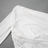 Irregular long sleeve hollow out ruched one shoulder top