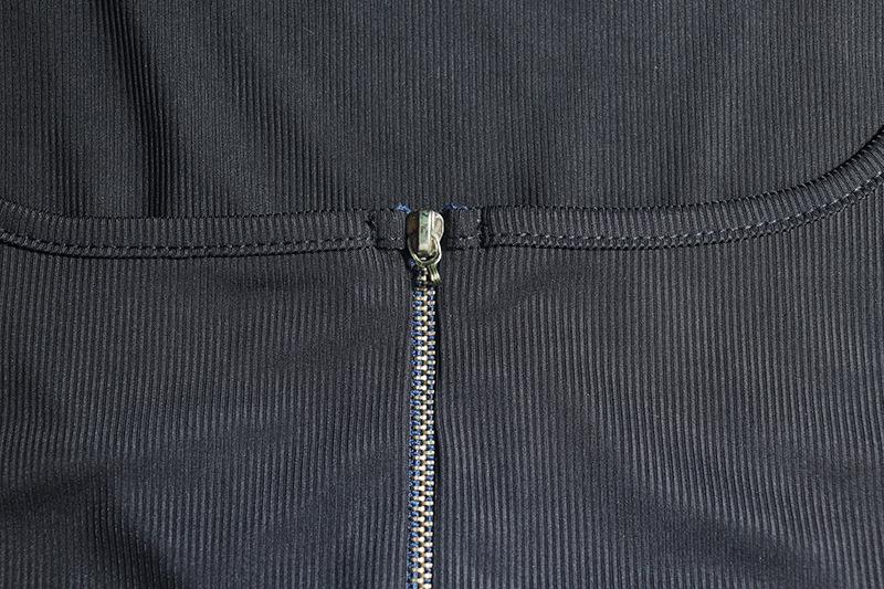 Zip-up self tie ribbed square neck solid pant set