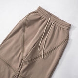 Drawstring zip-up hollow out medium rise sports pants