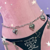 Silver heart decor metal chain waist chain