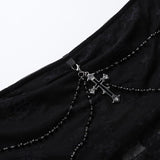 Mini-robe tube irrégulière avec appliques croisées en dentelle 