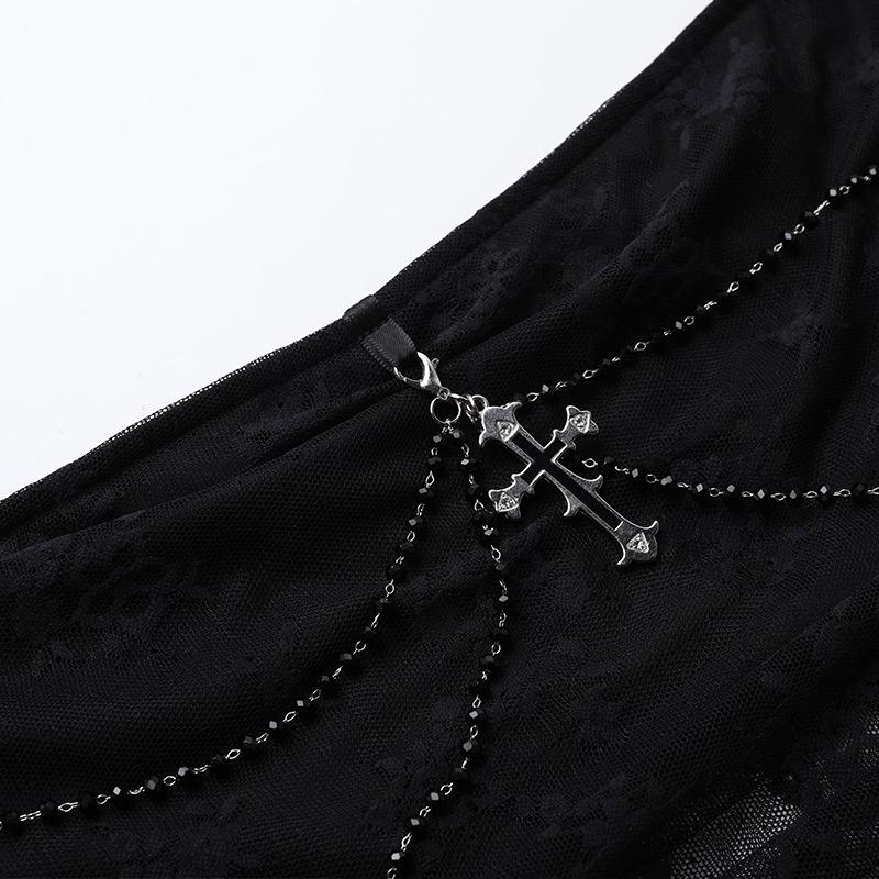 Mini-robe tube irrégulière avec appliques croisées en dentelle 