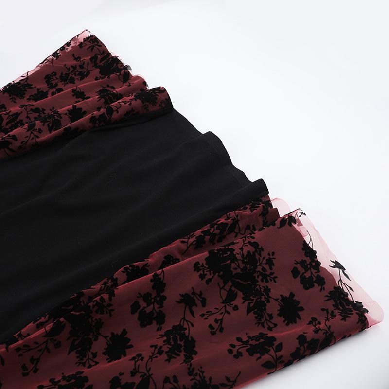 Robe midi dos nu à imprimé dentelle et col en U avec pompons 