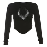 Long sleeve crewneck hollow out lace ribbed top