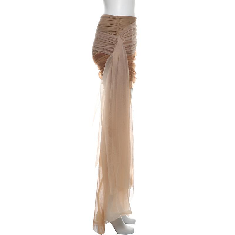 Ruched mesh contrast mini skirt