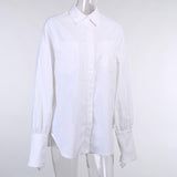 Long sleeve button turnover collar pocket solid top