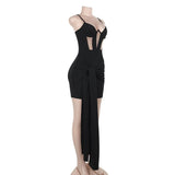 Mini-robe camisole dos nu en maille froncée 