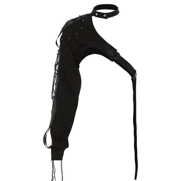 Haut asymétrique à manches longues et boutons avec boucle irrégulière 