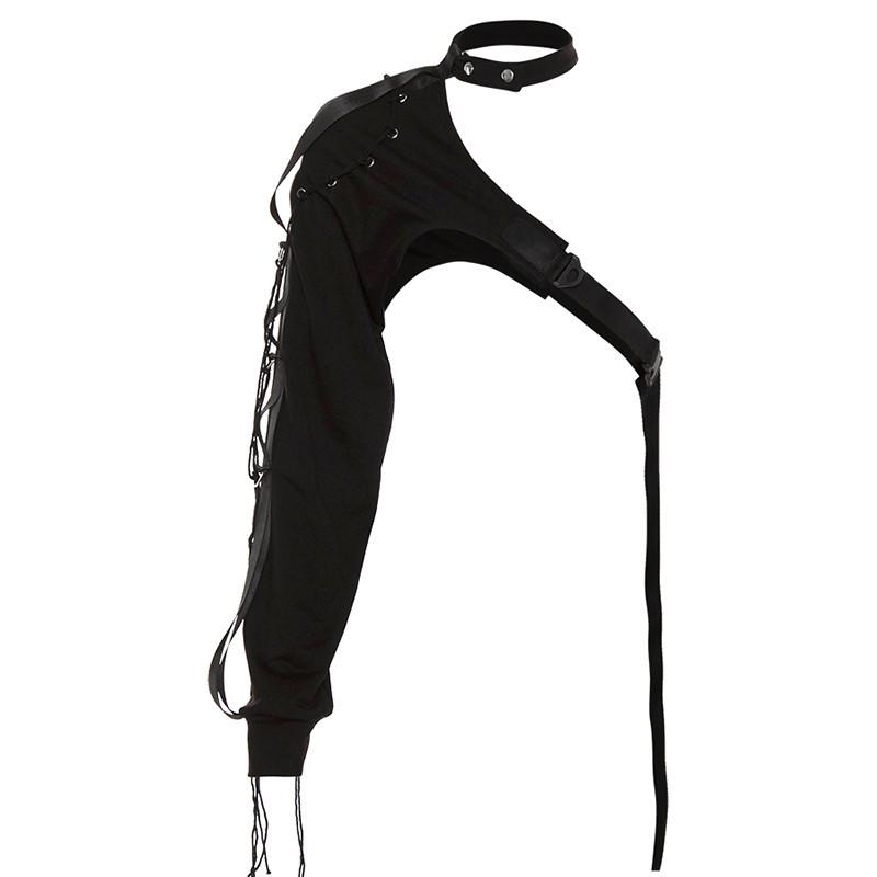 Haut asymétrique à manches longues et boutons avec boucle irrégulière 