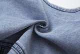 Camiseta sin mangas con cuello cuadrado y cremallera en denim 