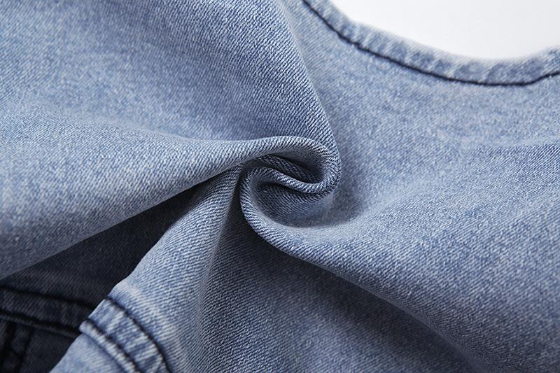 Camiseta sin mangas con cuello cuadrado y cremallera en denim 