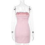 Mini-robe tube dos nu corset rose 