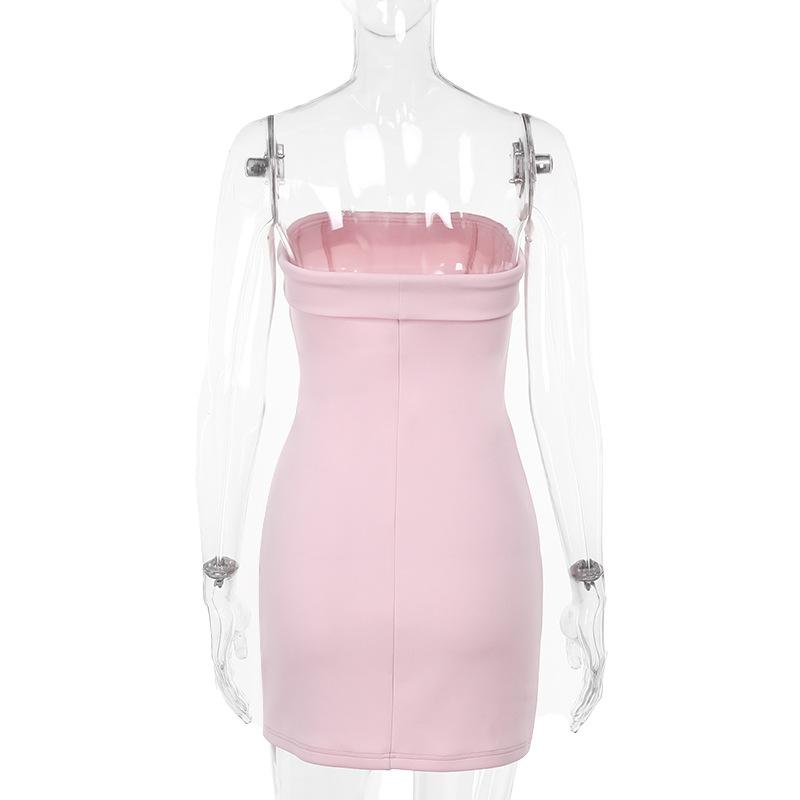 Mini-robe tube dos nu corset rose 