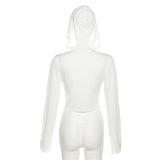 Sudadera con capucha de manga larga y cuello vuelto de color liso 