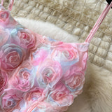 Robe longue camisole zippée à col en U et appliques florales 