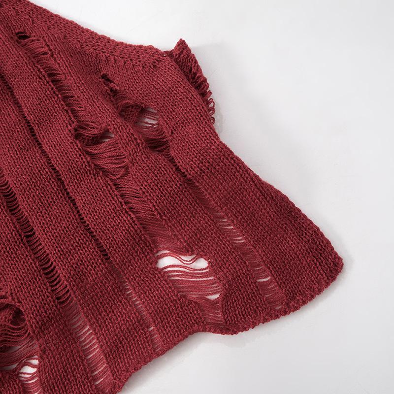 Conjunto de minifalda lisa con un solo hombro, con aberturas irregulares 
