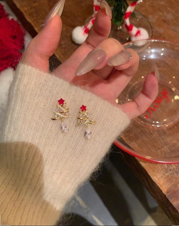 Pendientes colgantes con lazo y decoración de árbol de Navidad