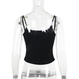 Haut camisole dos nu à col en U avec nœud appliqué 