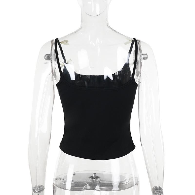 Haut camisole dos nu à col en U avec nœud appliqué 