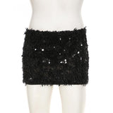 Glitter fluffy contrast mini skirt