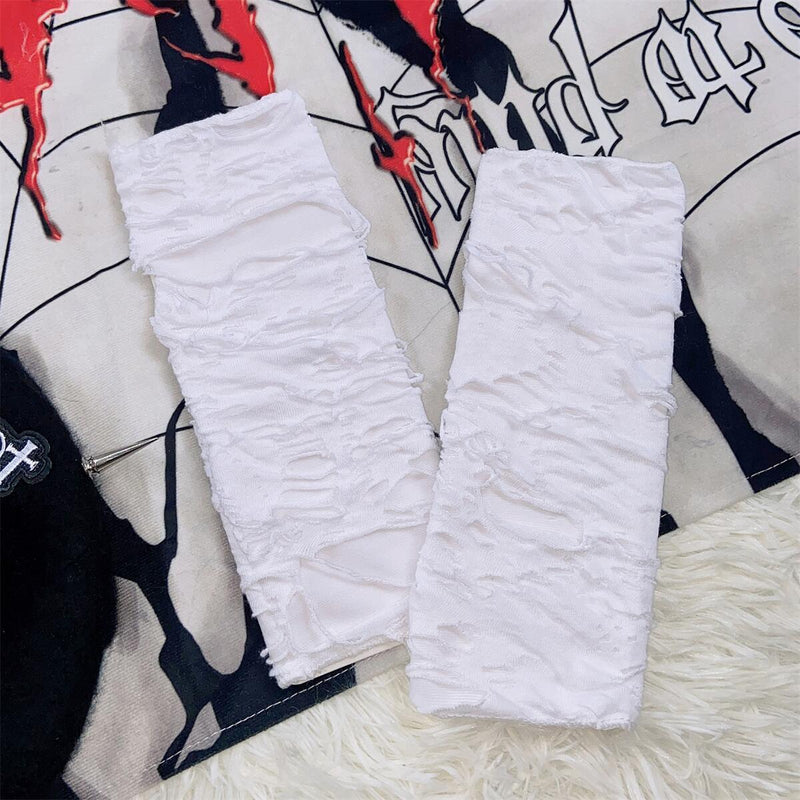 Hollow out cross decor leg warmer gloves