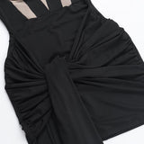 Mini-robe camisole dos nu en maille froncée 
