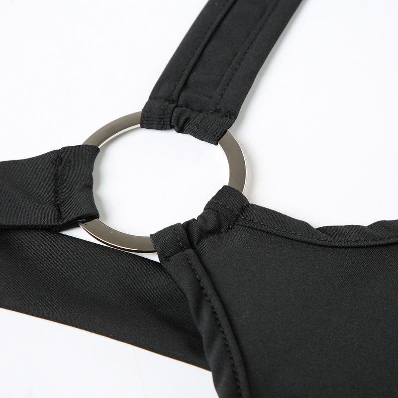 Traje de cuerpo liso irregular con botón de anillo en O hueco 