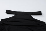 Robe longue ajourée à manches longues et épaules dénudées 