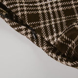 Plaid irregular zip-up contrast midi skirt