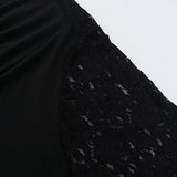 Robe longue froncée à col en V et licou en dentelle 