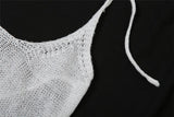 Self tie halter hollow out see through knitted maxi dress