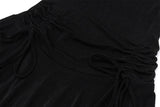 Long flared sleeve off shoulder ruched mini dress