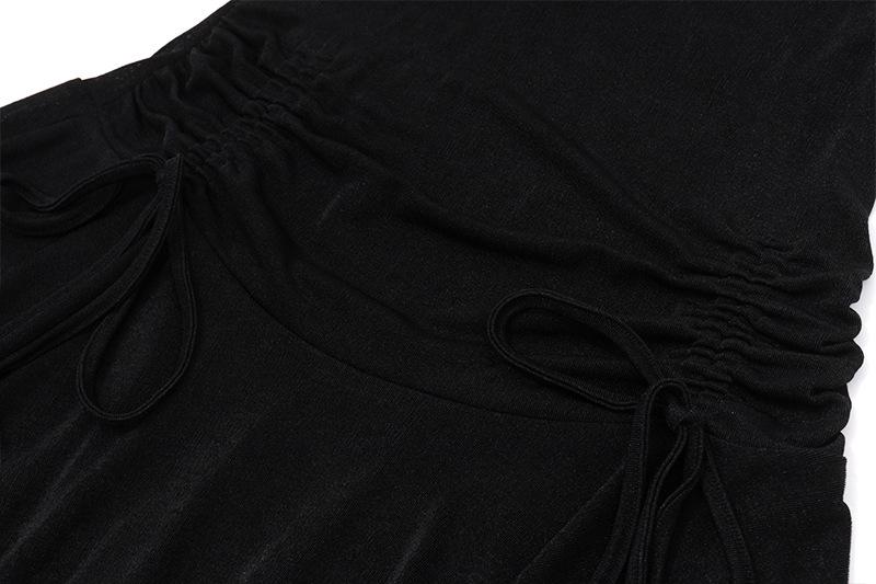 Long flared sleeve off shoulder ruched mini dress