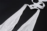 Minivestido halter con dobladillo de encaje anudado y calado 