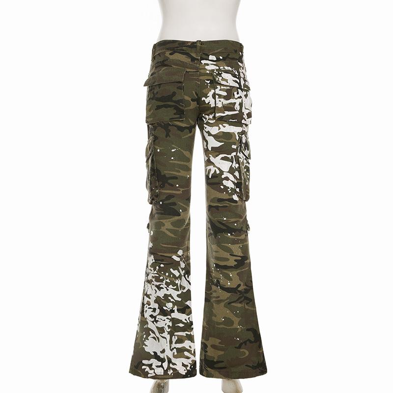 Jean camouflage taille moyenne avec poches zippées 