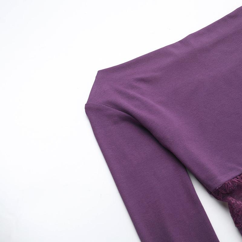 Vestido mini de encaje con cordón fruncido y hombros descubiertos y manga larga 