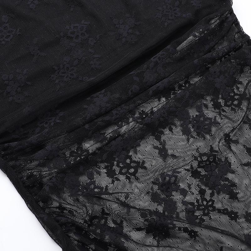 Mini-robe tube irrégulière avec appliques croisées en dentelle 