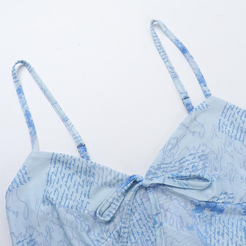 Haut camisole dos nu imprimé en maille à col en V 