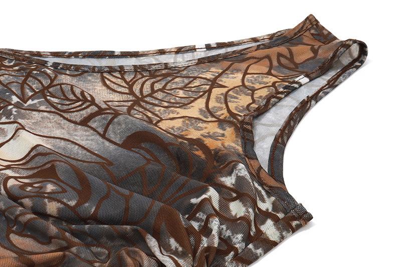 Top fruncido con estampado floral irregular de un solo hombro 