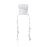 Haut tube dos nu avec corset à lacets et ruban 