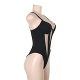 Body camisole dos nu en patchwork de mailles 