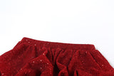 Pantalón corto liso de tiro bajo con textura y fruncido con purpurina 