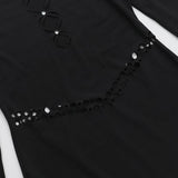 Robe mini ajourée à manches longues et épaules dénudées 