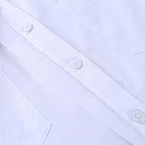 Long sleeve button turnover collar pocket solid top