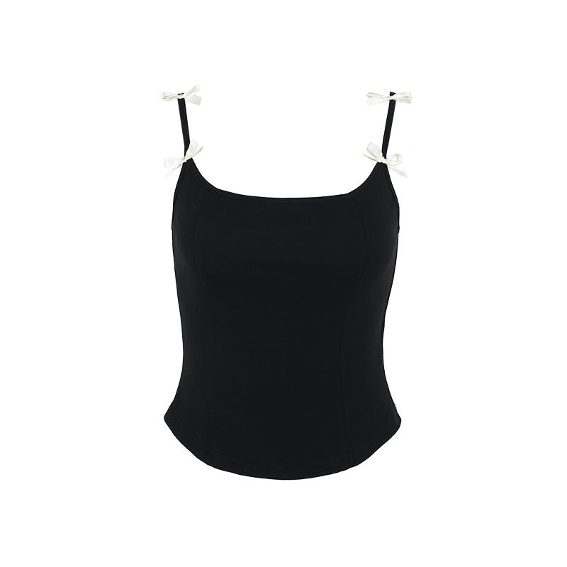Haut camisole dos nu à col en U avec nœud appliqué 