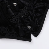 Halter button hollow out backless print top
