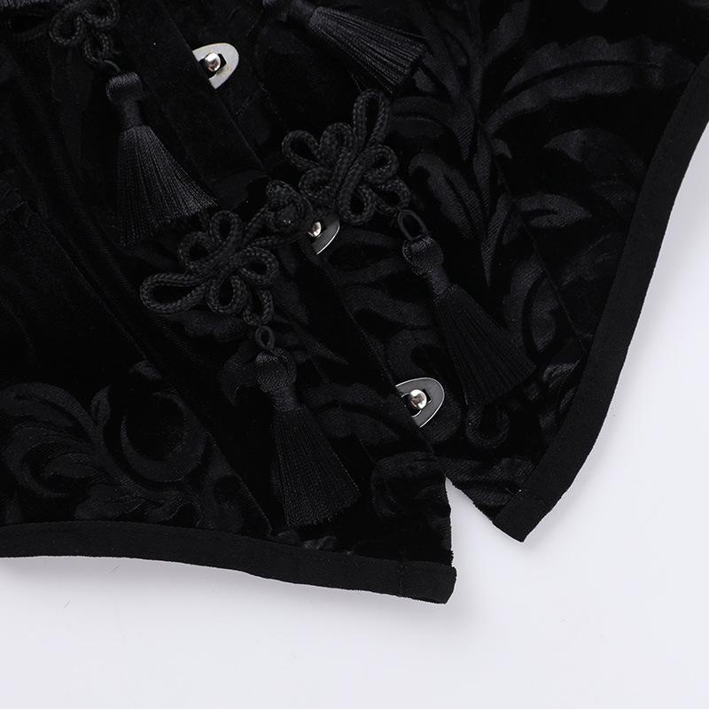 Halter button hollow out backless print top