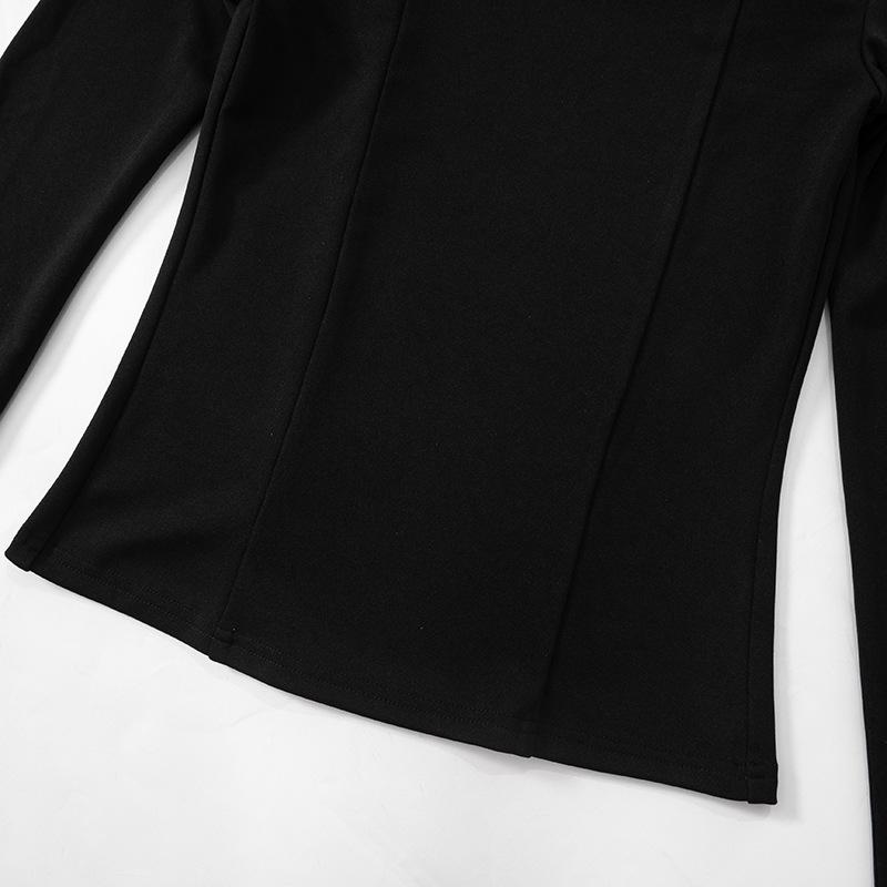 Long sleeve high neck mesh patchwork solid top