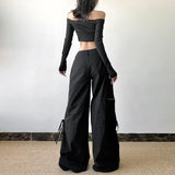 Pantalon droit taille haute avec poche zippée et bouton 