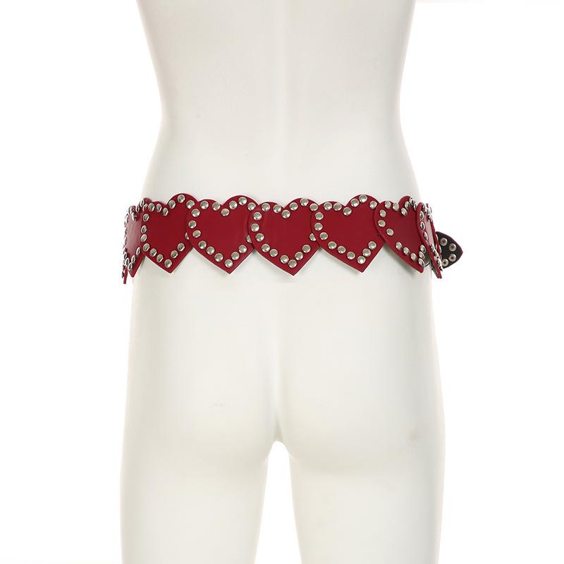 Ceinture réglable en cuir PU avec boucle en forme de cœur 